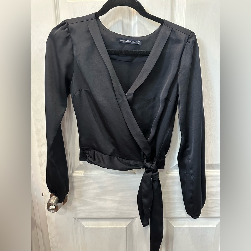 Black Satin Abercombie Long Sleeve Shirt